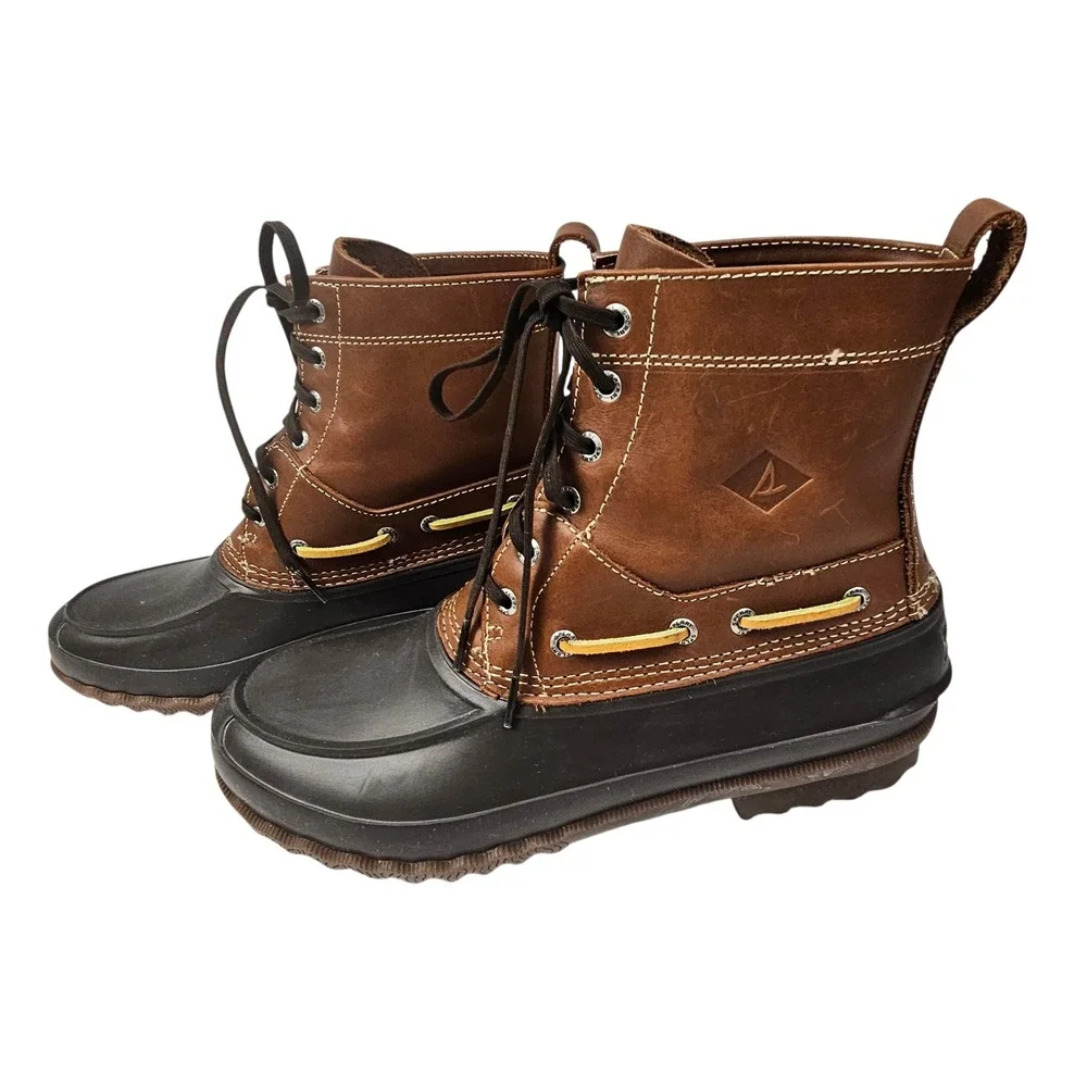 Sperry Top-Sider Mens Avenue Duck Boots Brown Black Waterproof STS13457 Size 11M